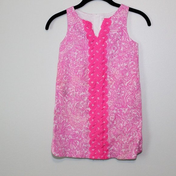 Lilly Pulitzer For Target Textured Shift Dress Pink Girl's Size 6 6X H13611 - Picture 2 of 11